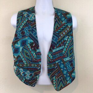 Vintage VTG Southwest Print Reversible  Handmade Vest